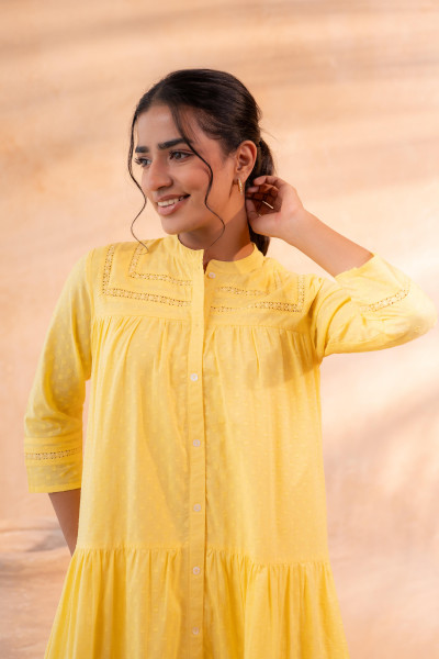 Zest Bloom Yellow Tiered Summer Dress