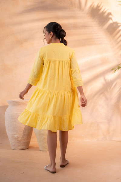 Zest Bloom Yellow Tiered Summer Dress