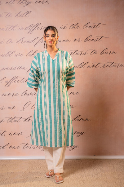 Teal Nomad Stripe Relaxed Kurta