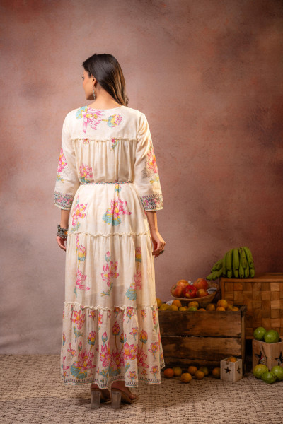 Ivory Gulbahar Tiered Boho Maxi Dress