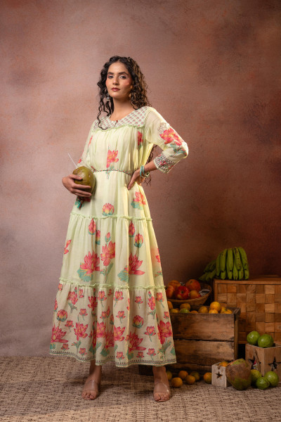 Pistagreen Gulbahar Tiered Boho Maxi Dress