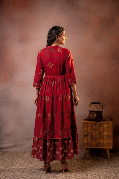 Maroon Rajvansh Heritage Anarkali Dress