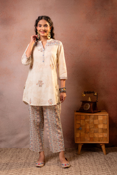 Off-White Blossom Printed Co-ord Set