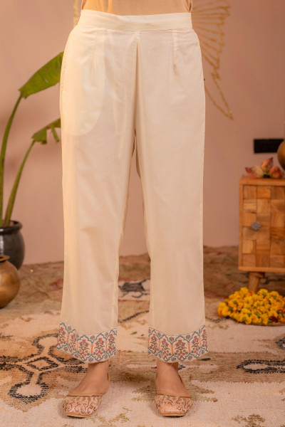 Off-White Ajrakh Printed Straight Kurta Set with Matching Dupatta