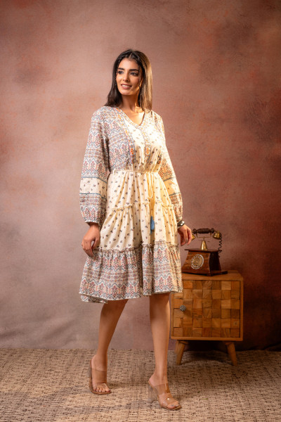 Cotton Cloud Caravan Tiered Folk Dress