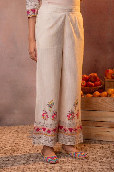 Elegant  Beige Floral Straight Kurta Set with Dupatta