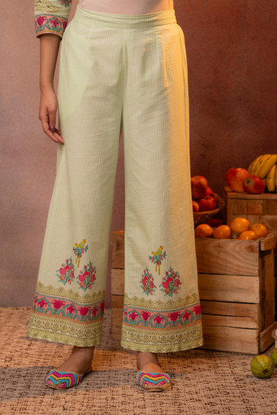 Elegant Light Green Floral Straight Kurta Set with Dupatta