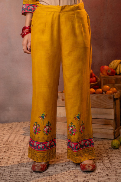 Elegant Mustard Floral Straight Kurta Set with Dupatta