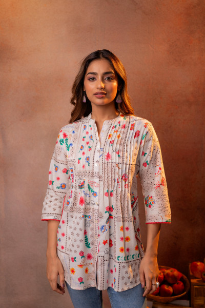 Off-White Meadow Patchwork Tunic