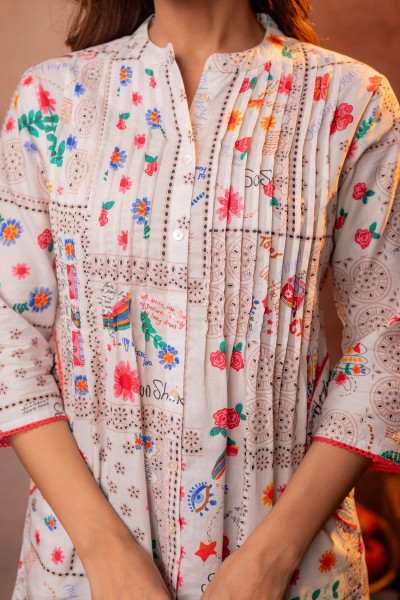 Off-White Meadow Patchwork Tunic