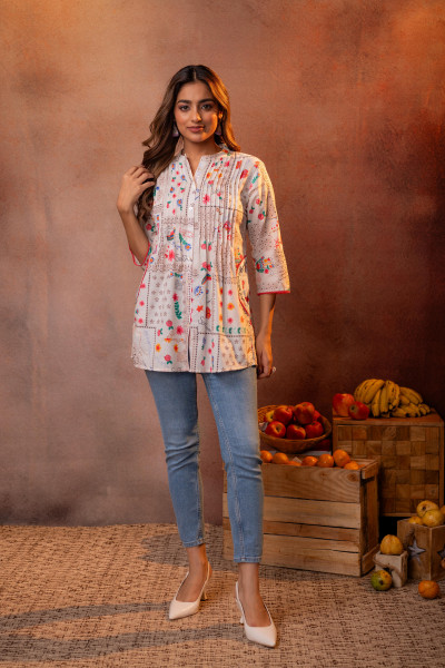 Off-White Meadow Patchwork Tunic