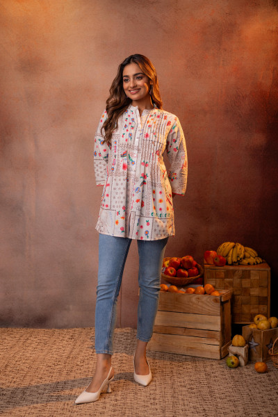 Off-White Meadow Patchwork Tunic