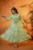 Mint Green Floral Folk Printed Tiered Maxi Dress