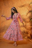 Onion Pink Floral Folk Printed Tiered Maxi Dress