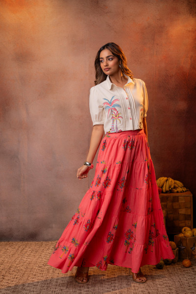 Coral Palm Garden Co-ord Set