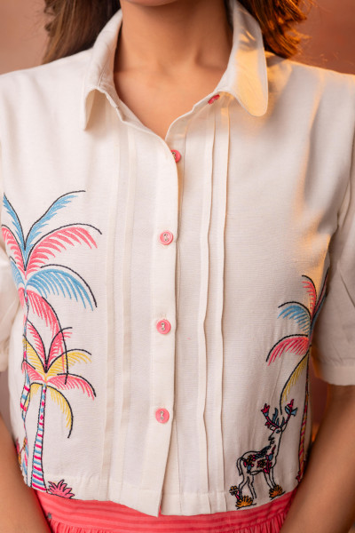 Coral Palm Garden Co-ord Set