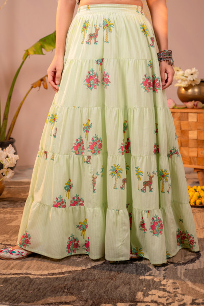 LightGreen Palm Garden Co-ord Set