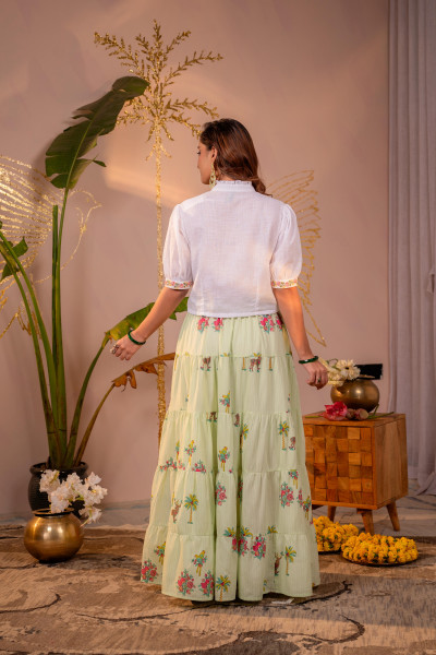 LightGreen Palm Garden Co-ord Set