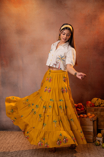 Mustard Palm Garden Co-ord Set