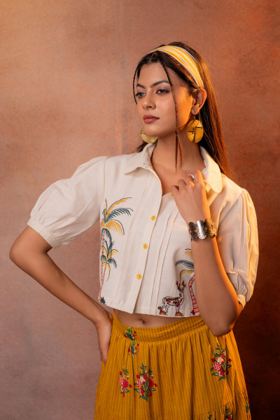 Mustard Palm Garden Co-ord Set