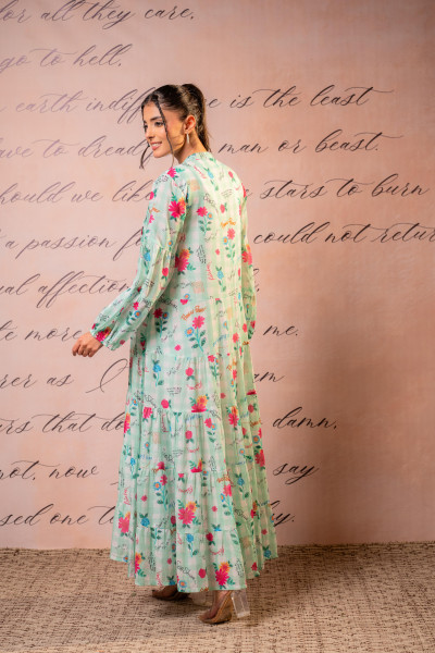 Mint Blossom Tiered Maxi Dress