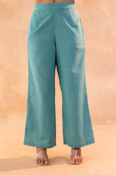 Teal Garden Bloom Kurta And Pant Set