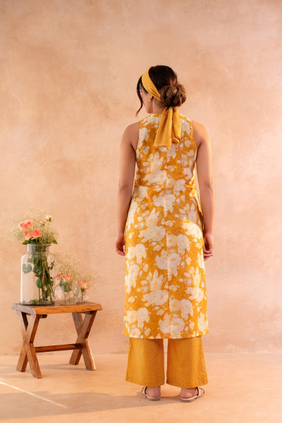 Sunlit Bloom Mustard Kurta And Pant Set