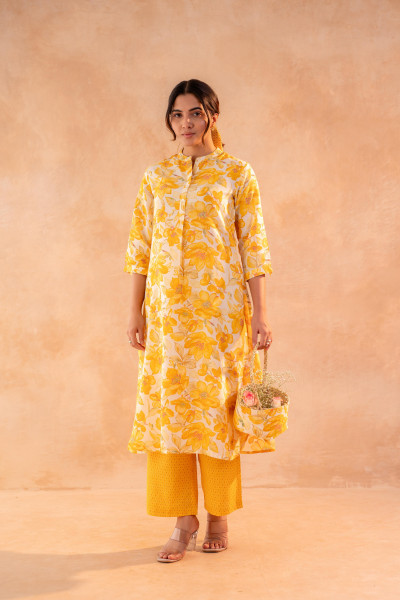 Golden Petal Daywear Kurta And Pant Set