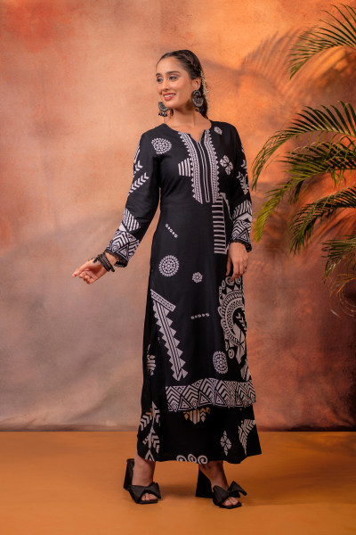 Noir Tribal Graphic Kurta Set
