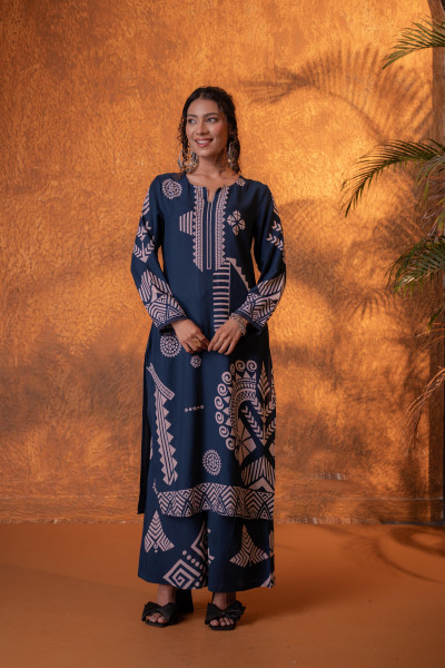 Noir Tribal Graphic Kurta Set