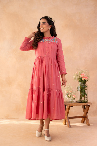 onion pink dress for women Onion pink layered dress