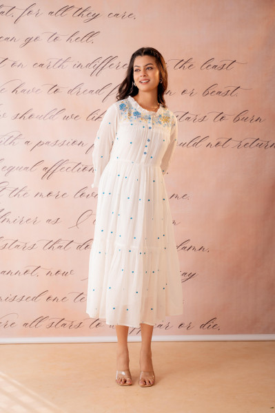 White Noor Tiered Festive Dress