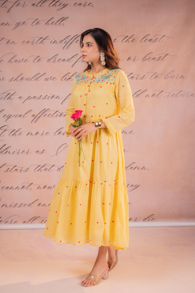 Yellow Noor Tiered Festive Dress