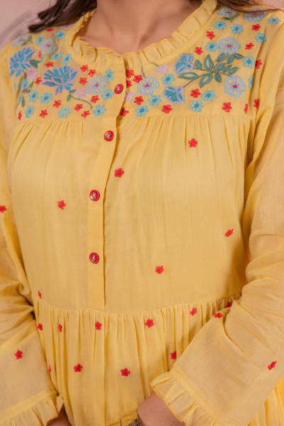 Yellow Noor Tiered Festive Dress