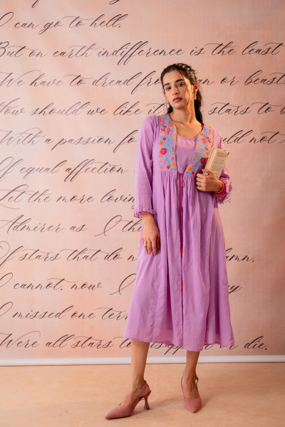 lavender Bloom Embroidered Anarkali Kurta