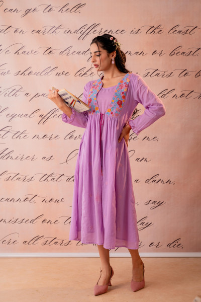 lavender Bloom Embroidered Anarkali Kurta
