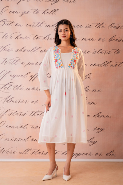 Cotton Bloom Embroidered Anarkali Kurta