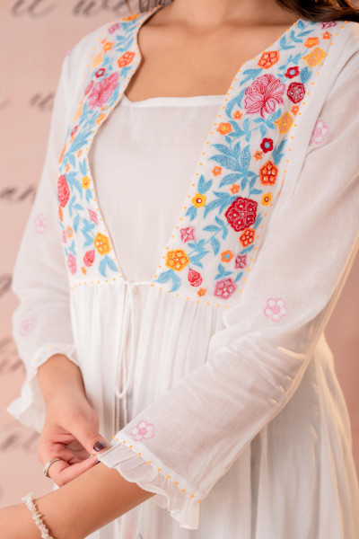 Cotton Bloom Embroidered Anarkali Kurta