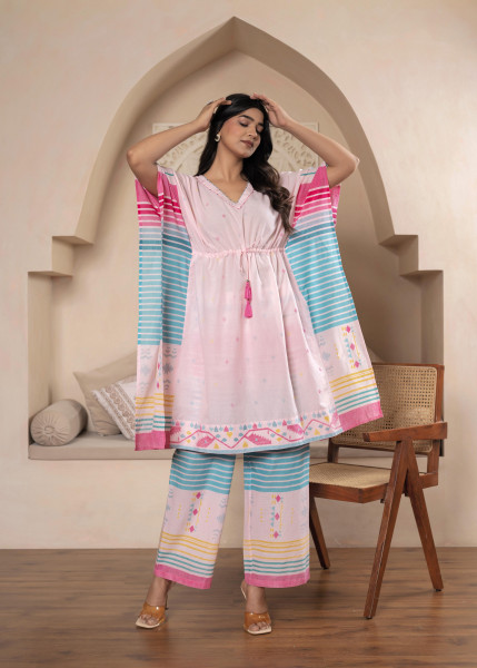 Women Pink Kaftan & Pant Set