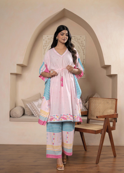 Women Pink Kaftan & Pant Set