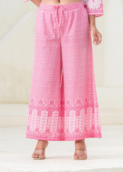 Pink Printed Kurta Pant and Dupatta Set with Sequins and Embroidered Detailing