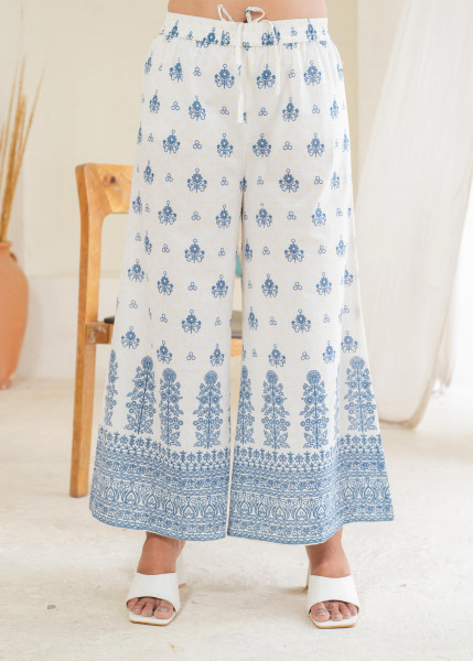 Indigo Floral Kurta Pant and Dupatta Set with Thread and Sequin Work