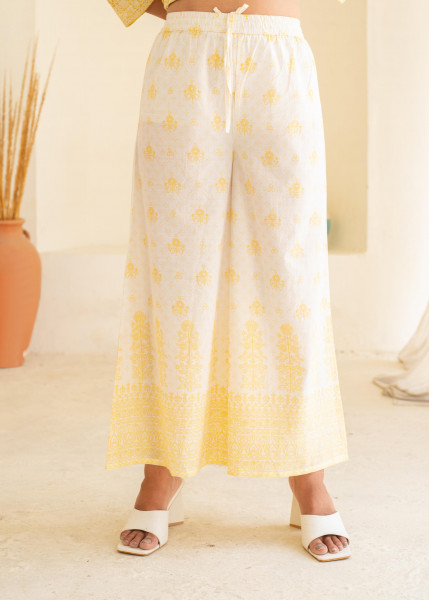 Mustard Floral Kurta Pant and Dupatta Set with Thread and Sequin Work