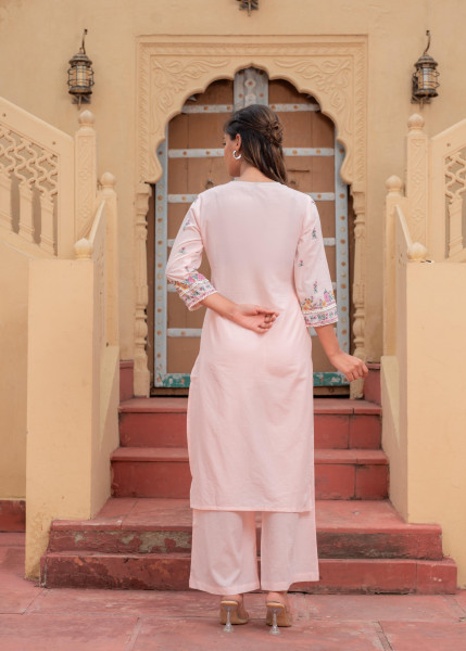 Onion Pink Floral Printed Kurta Pant and Dupatta Set with Lace and Sequin Detailing