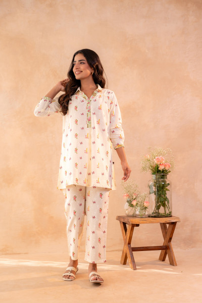 Off-White Garden Print Co-ord Set