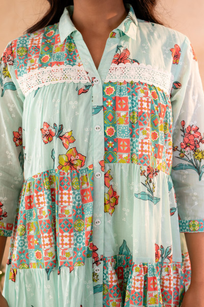 Mint Meadow Patchwork Tier Dress
