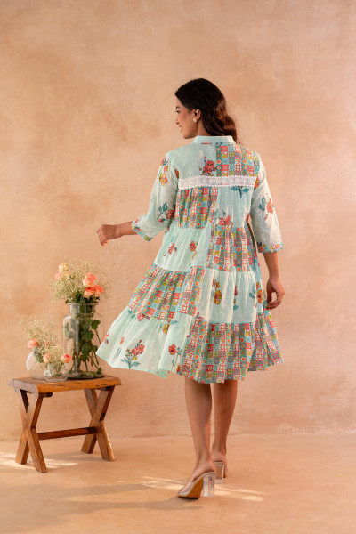 Mint Meadow Patchwork Tier Dress