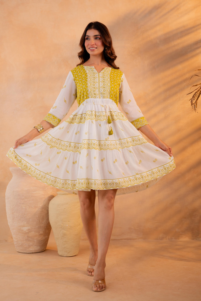 Lime  Heritage Tier Dress