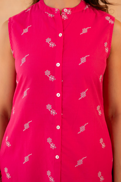 Fuchsia Bloom Border Kurta