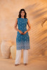 Indigo Bloom Border Kurta